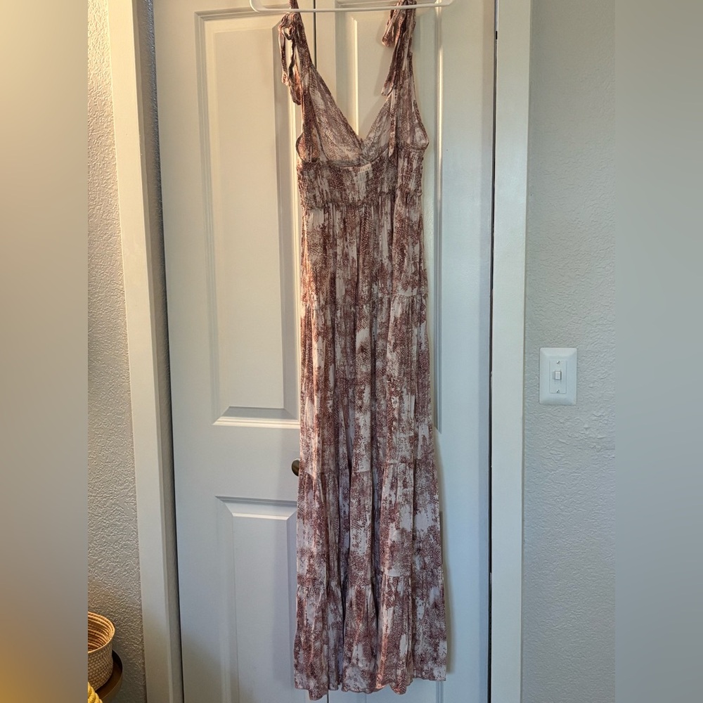 Lulu's Blush Pink Floral Tie-Shoulder Maxi Dress - Picture 8 of 10